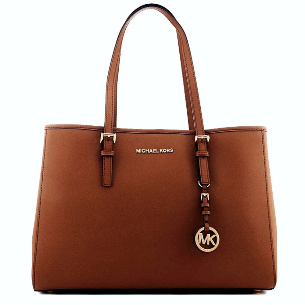 Michael Kors Jet Set Saffiano Leather Tote Bag Luggage Large Big Shoulder Purse